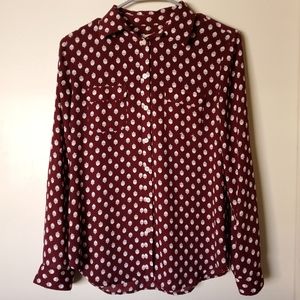 Loft Acorn Maroon Tab Blouse